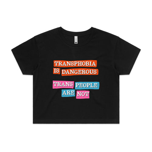 Transphobia Is Dangerous Tee by Lonely Kids Club. All clothing from our T-shirts to our shorts and hoodies are ethically made, and printed packed and shipped from Sydney.
