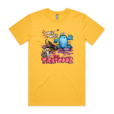 Trap Door Tee by Lonely Kids Club. All clothing from our T-shirts to our shorts and hoodies are ethically made, and printed packed and shipped from Sydney.