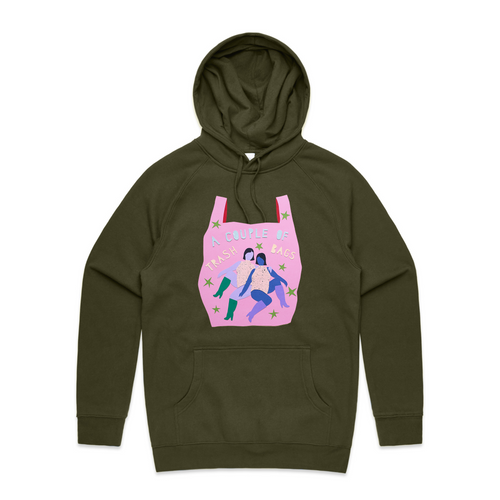 Trash Bags Hoodie by Lonely Kids Club. All clothing from our T-shirts to our shorts and hoodies are ethically made, and printed packed and shipped from Sydney.