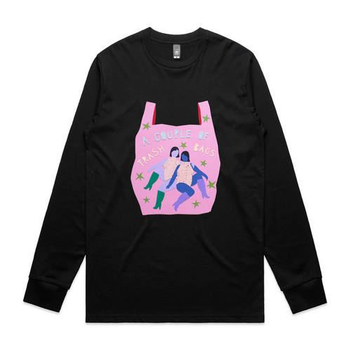 Trash Bags Tee by Lonely Kids Club. All clothing from our T-shirts to our shorts and hoodies are ethically made, and printed packed and shipped from Sydney.