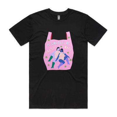 Trash Bags Tee by Lonely Kids Club. All clothing from our T-shirts to our shorts and hoodies are ethically made, and printed packed and shipped from Sydney.