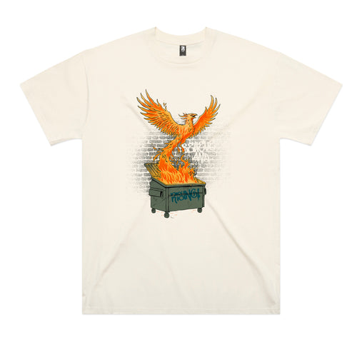 Trash Phoenix Tee by Lonely Kids Club. All clothing from our T-shirts to our shorts and hoodies are ethically made, and printed packed and shipped from Sydney.