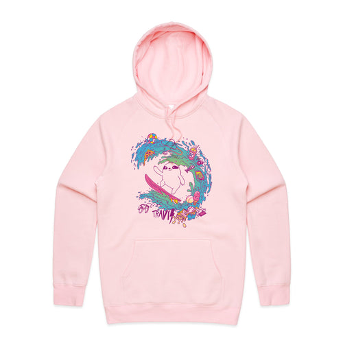 Travis Hobbies Hoodie by Lonely Kids Club. All clothing from our T-shirts to our shorts and hoodies are ethically made, and printed packed and shipped from Sydney.
