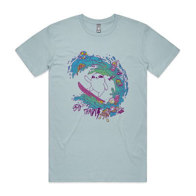Travis Hobbies Tee by Lonely Kids Club. All clothing from our T-shirts to our shorts and hoodies are ethically made, and printed packed and shipped from Sydney.