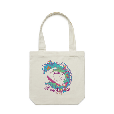 Travis Hobbies Tote by Lonely Kids Club. All clothing from our T-shirts to our shorts and hoodies are ethically made, and printed packed and shipped from Sydney.