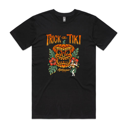 Trick Or Tiki Tee by Lonely Kids Club. All clothing from our T-shirts to our shorts and hoodies are ethically made, and printed packed and shipped from Sydney.