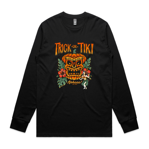 Trick Or Tiki Tee by Lonely Kids Club. All clothing from our T-shirts to our shorts and hoodies are ethically made, and printed packed and shipped from Sydney.