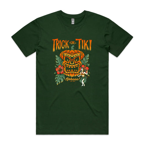Trick Or Tiki Tee by Lonely Kids Club. All clothing from our T-shirts to our shorts and hoodies are ethically made, and printed packed and shipped from Sydney.