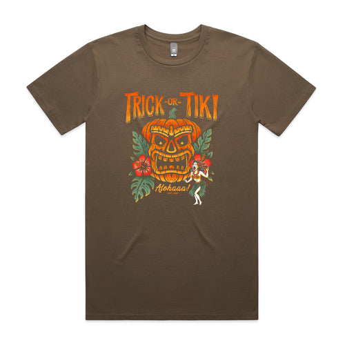 Trick Or Tiki Tee by Lonely Kids Club. All clothing from our T-shirts to our shorts and hoodies are ethically made, and printed packed and shipped from Sydney.