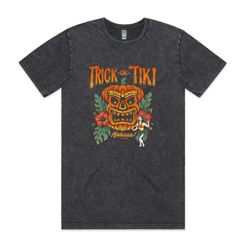 Trick Or Tiki Tee by Lonely Kids Club. All clothing from our T-shirts to our shorts and hoodies are ethically made, and printed packed and shipped from Sydney.