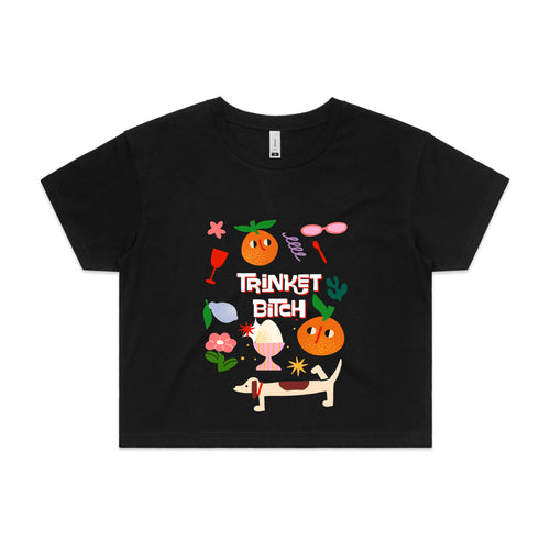 Trinket Bitch Tee by Lonely Kids Club. All clothing from our T-shirts to our shorts and hoodies are ethically made, and printed packed and shipped from Sydney.