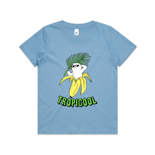 Tropicool Kids Tee by Lonely Kids Club. All clothing from our T-shirts to our shorts and hoodies are ethically made, and printed packed and shipped from Sydney.