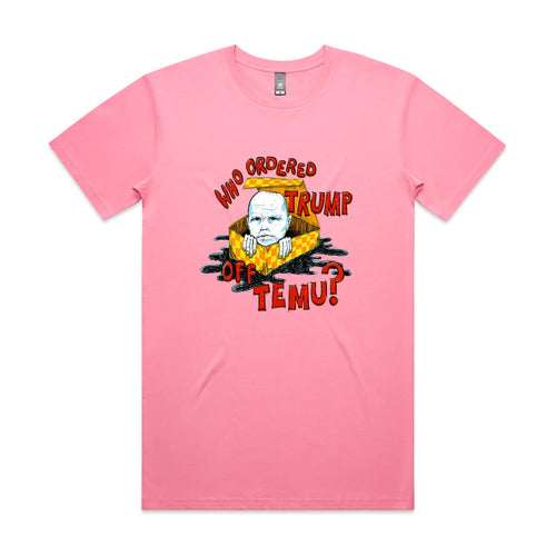 Trump Off Temu Tee by Lonely Kids Club. All clothing from our T-shirts to our shorts and hoodies are ethically made, and printed packed and shipped from Sydney.