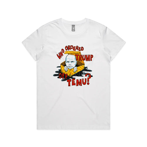 Trump Off Temu Tee by Lonely Kids Club. All clothing from our T-shirts to our shorts and hoodies are ethically made, and printed packed and shipped from Sydney.