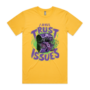 Trust Issues Tee by Lonely Kids Club. All clothing from our T-shirts to our shorts and hoodies are ethically made, and printed packed and shipped from Sydney.