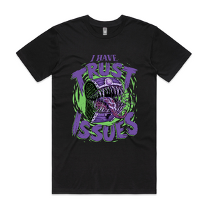 Trust Issues Tee by Lonely Kids Club. All clothing from our T-shirts to our shorts and hoodies are ethically made, and printed packed and shipped from Sydney.
