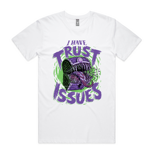 Trust Issues Tee by Lonely Kids Club. All clothing from our T-shirts to our shorts and hoodies are ethically made, and printed packed and shipped from Sydney.