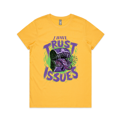 Trust Issues Tee by Lonely Kids Club. All clothing from our T-shirts to our shorts and hoodies are ethically made, and printed packed and shipped from Sydney.