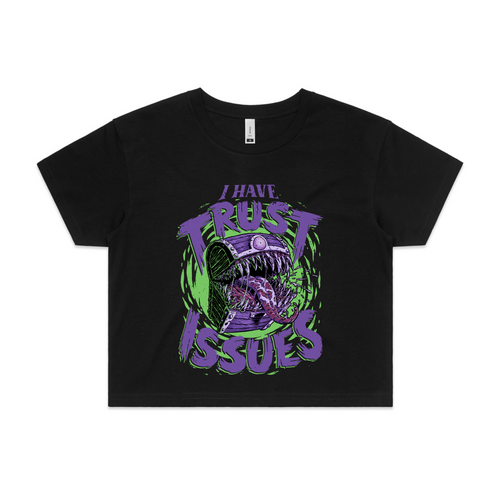 Trust Issues Tee by Lonely Kids Club. All clothing from our T-shirts to our shorts and hoodies are ethically made, and printed packed and shipped from Sydney.