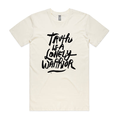 Truth Is A Lonely Warrior Tee by Lonely Kids Club. All clothing from our T-shirts to our shorts and hoodies are ethically made, and printed packed and shipped from Sydney.