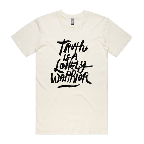 Truth Is A Lonely Warrior Tee by Lonely Kids Club. All clothing from our T-shirts to our shorts and hoodies are ethically made, and printed packed and shipped from Sydney.