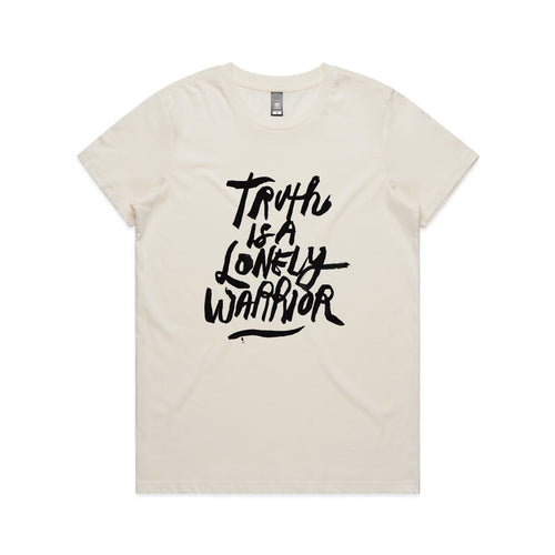 Truth Is A Lonely Warrior Tee by Lonely Kids Club. All clothing from our T-shirts to our shorts and hoodies are ethically made, and printed packed and shipped from Sydney.