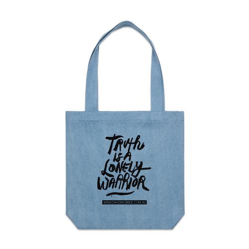 Truth Is A Lonely Warrior Tote by Lonely Kids Club. All clothing from our T-shirts to our shorts and hoodies are ethically made, and printed packed and shipped from Sydney.