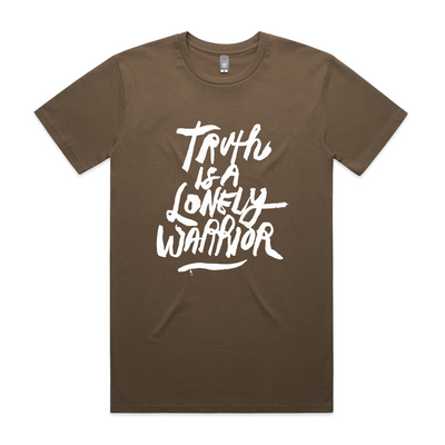 Truth Is A Lonely Warrior Tee by Lonely Kids Club. All clothing from our T-shirts to our shorts and hoodies are ethically made, and printed packed and shipped from Sydney.