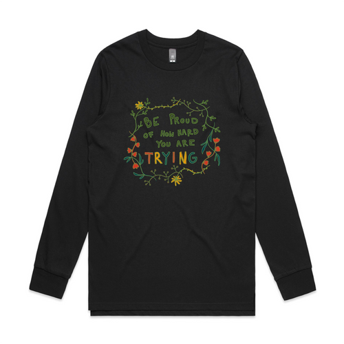 Trying Tee by Lonely Kids Club. All clothing from our T-shirts to our shorts and hoodies are ethically made, and printed packed and shipped from Sydney.