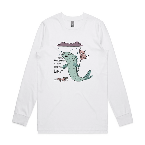 Tuna For The Worst Tee by Lonely Kids Club. All clothing from our T-shirts to our shorts and hoodies are ethically made, and printed packed and shipped from Sydney.