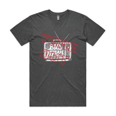 Tune Out Tee by Lonely Kids Club. All clothing from our T-shirts to our shorts and hoodies are ethically made, and printed packed and shipped from Sydney.