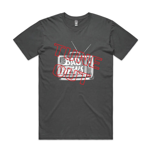 Tune Out Tee by Lonely Kids Club. All clothing from our T-shirts to our shorts and hoodies are ethically made, and printed packed and shipped from Sydney.