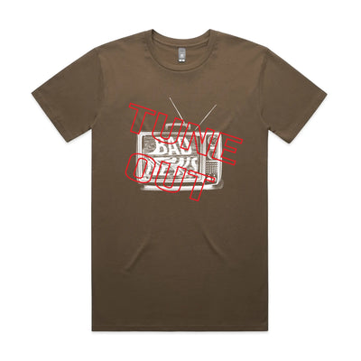 Tune Out Tee by Lonely Kids Club. All clothing from our T-shirts to our shorts and hoodies are ethically made, and printed packed and shipped from Sydney.