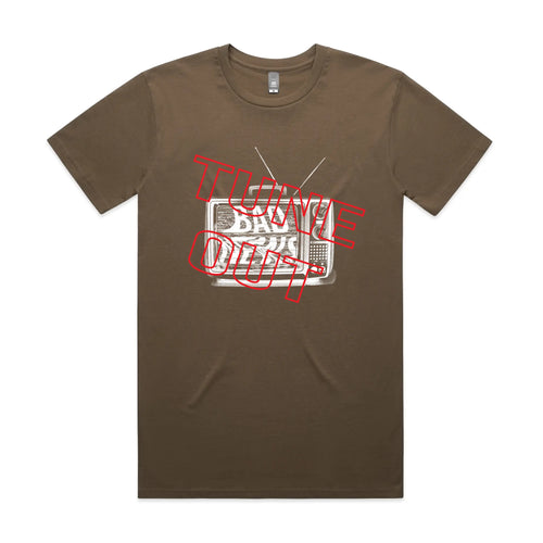 Tune Out Tee by Lonely Kids Club. All clothing from our T-shirts to our shorts and hoodies are ethically made, and printed packed and shipped from Sydney.