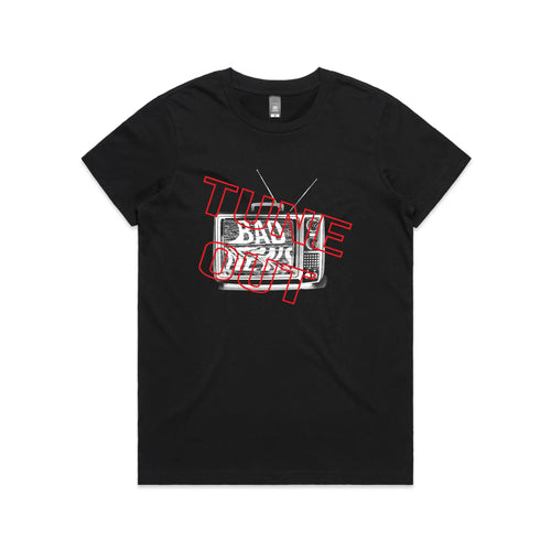 Tune Out Tee by Lonely Kids Club. All clothing from our T-shirts to our shorts and hoodies are ethically made, and printed packed and shipped from Sydney.