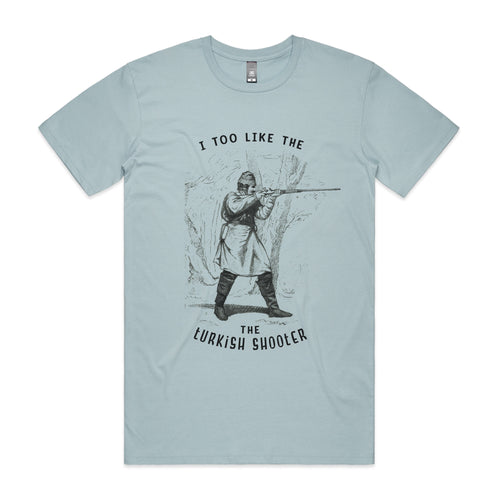 Turkish Shooter Tee by Lonely Kids Club. All clothing from our T-shirts to our shorts and hoodies are ethically made, and printed packed and shipped from Sydney.