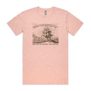 Two Battles by Lonely Kids Club. All clothing from our T-shirts to our shorts and hoodies are ethically made, and printed packed and shipped from Sydney.