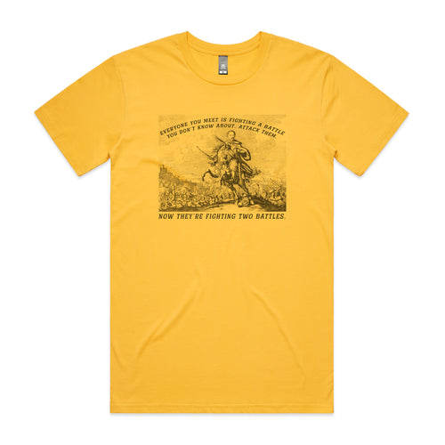 Two Battles by Lonely Kids Club. All clothing from our T-shirts to our shorts and hoodies are ethically made, and printed packed and shipped from Sydney.