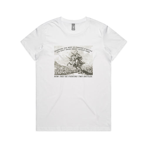 Two Battles by Lonely Kids Club. All clothing from our T-shirts to our shorts and hoodies are ethically made, and printed packed and shipped from Sydney.