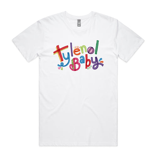 Tylenol Baby Tee by Lonely Kids Club. All clothing from our T-shirts to our shorts and hoodies are ethically made, and printed packed and shipped from Sydney.