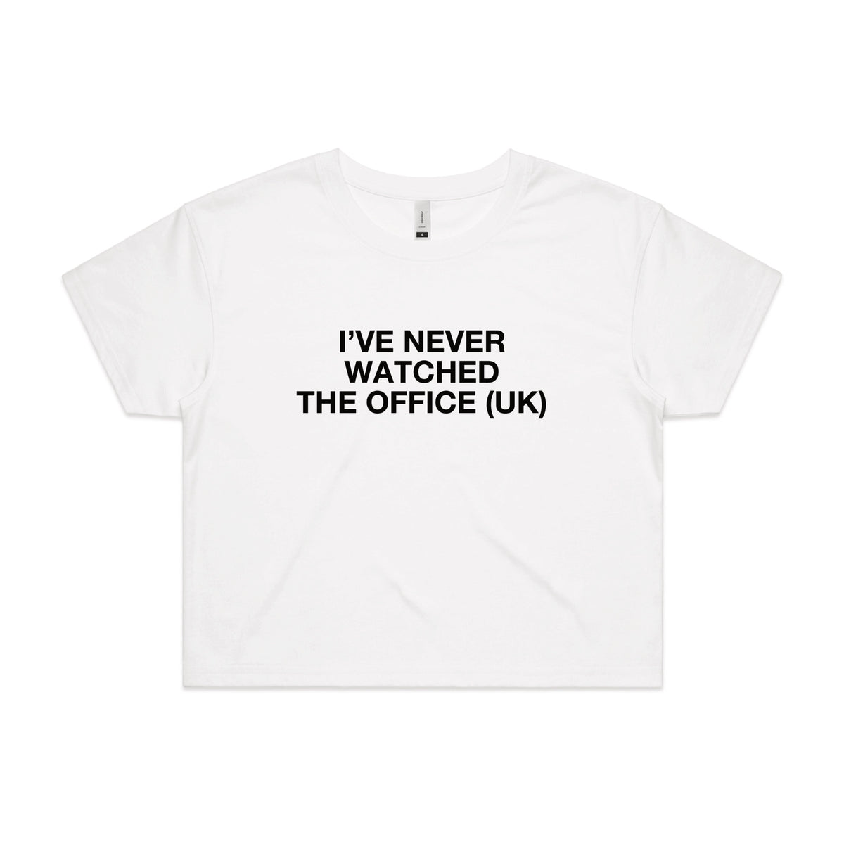 White crop top with The Office (UK) TV design from Lonely Kids Club