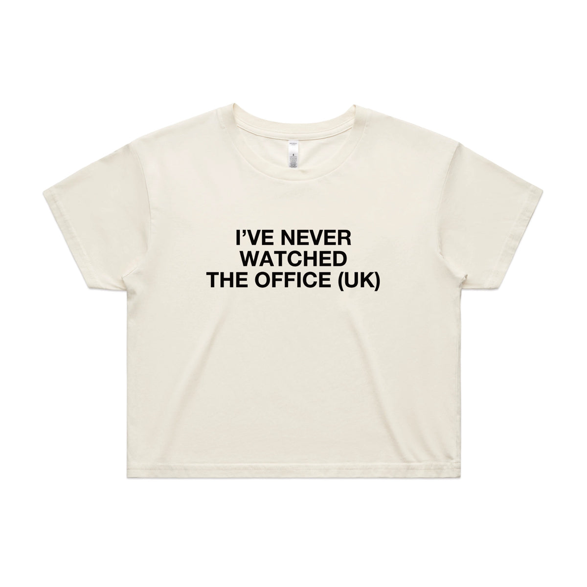 Ecru crop top with The Office (UK) TV design from Lonely Kids Club