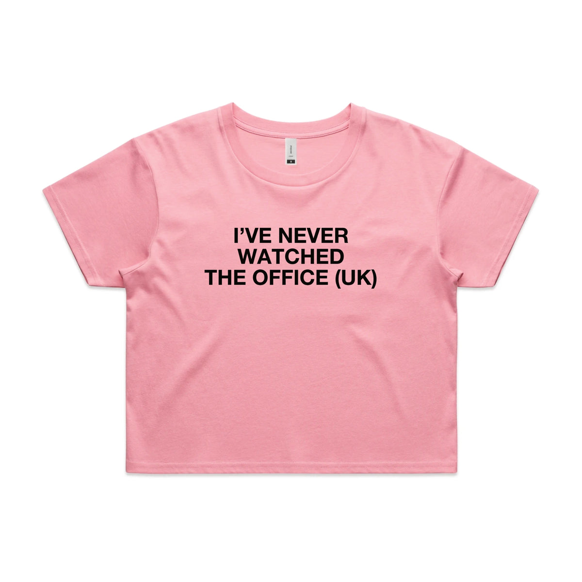 Bubblegum crop top with The Office (UK) TV design from Lonely Kids Club