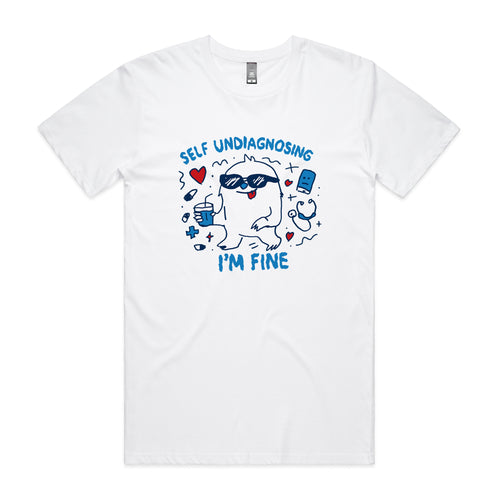 Undiagnosing Tee by Lonely Kids Club. All clothing from our T-shirts to our shorts and hoodies are ethically made, and printed packed and shipped from Sydney.
