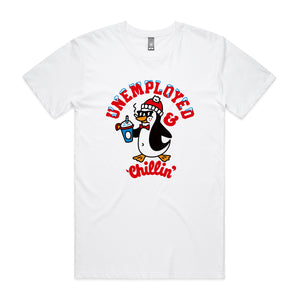Unemployed & Chillin' Tee by Lonely Kids Club. All clothing from our T-shirts to our shorts and hoodies are ethically made, and printed packed and shipped from Sydney.
