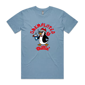 Unemployed & Chillin' Tee by Lonely Kids Club. All clothing from our T-shirts to our shorts and hoodies are ethically made, and printed packed and shipped from Sydney.