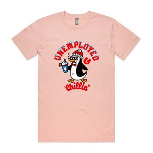 Unemployed & Chillin' Tee by Lonely Kids Club. All clothing from our T-shirts to our shorts and hoodies are ethically made, and printed packed and shipped from Sydney.