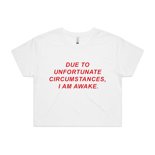 Unfortunate Circumstances Tee by Lonely Kids Club. All clothing from our T-shirts to our shorts and hoodies are ethically made, and printed packed and shipped from Sydney.