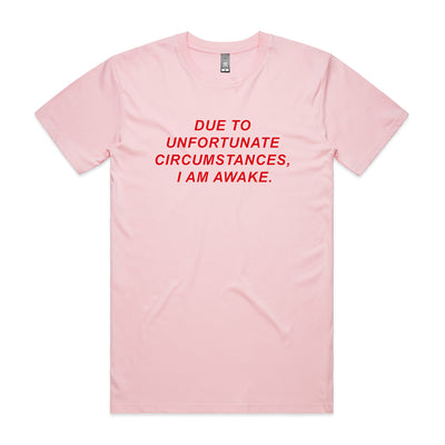 Unfortunate Circumstances Tee by Lonely Kids Club. All clothing from our T-shirts to our shorts and hoodies are ethically made, and printed packed and shipped from Sydney.