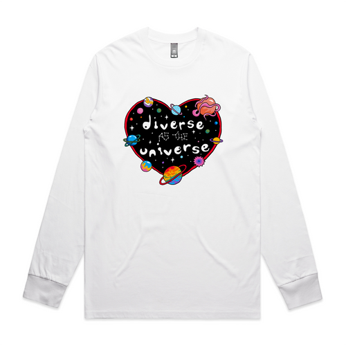 Diverse As The Universe Tee by Lonely Kids Club. All clothing from our T-shirts to our shorts and hoodies are ethically made, and printed packed and shipped from Sydney.